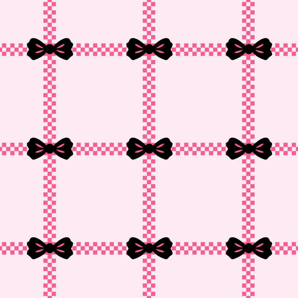 vierkante naadloze achtergrond weven op roze met een zwarte strik versierd. vector