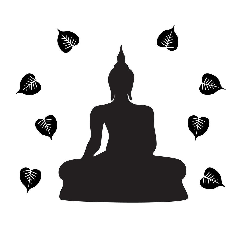 vector boeddha boeddhisme zwarte schaduwen