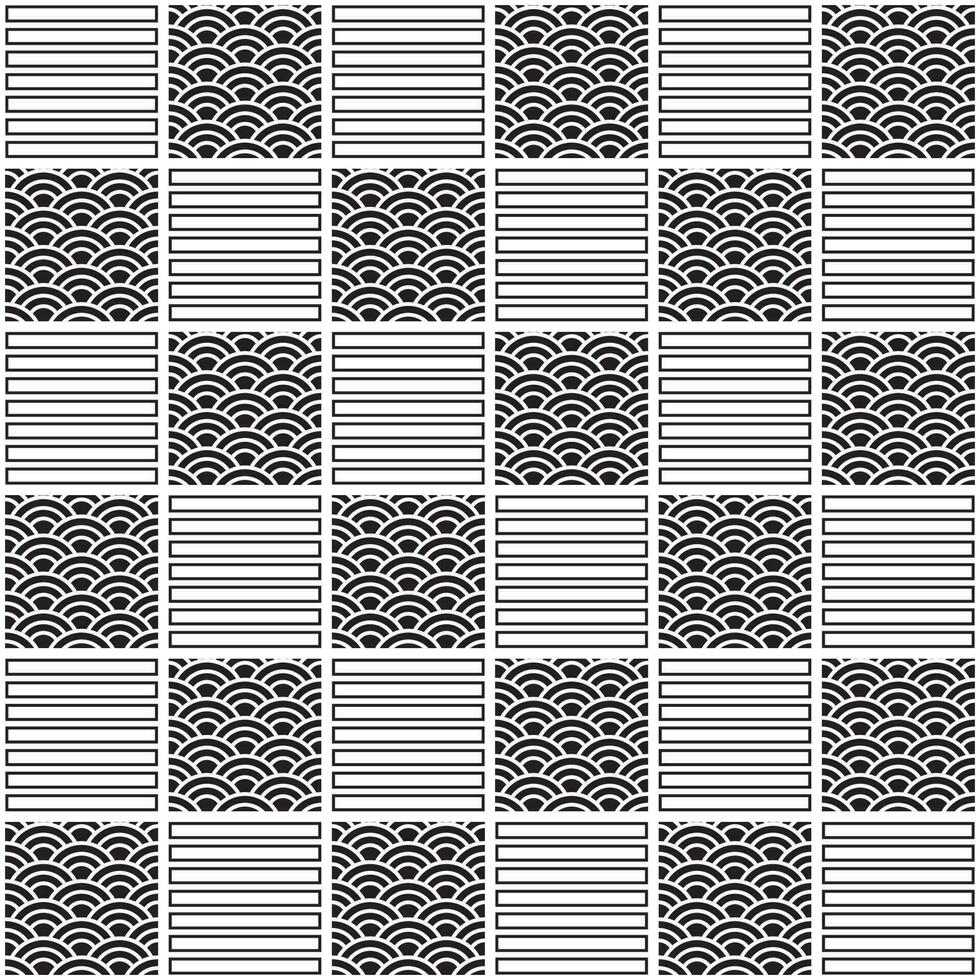 zwarte Japanse stijl golfpatroon naadloze achtergrond vector