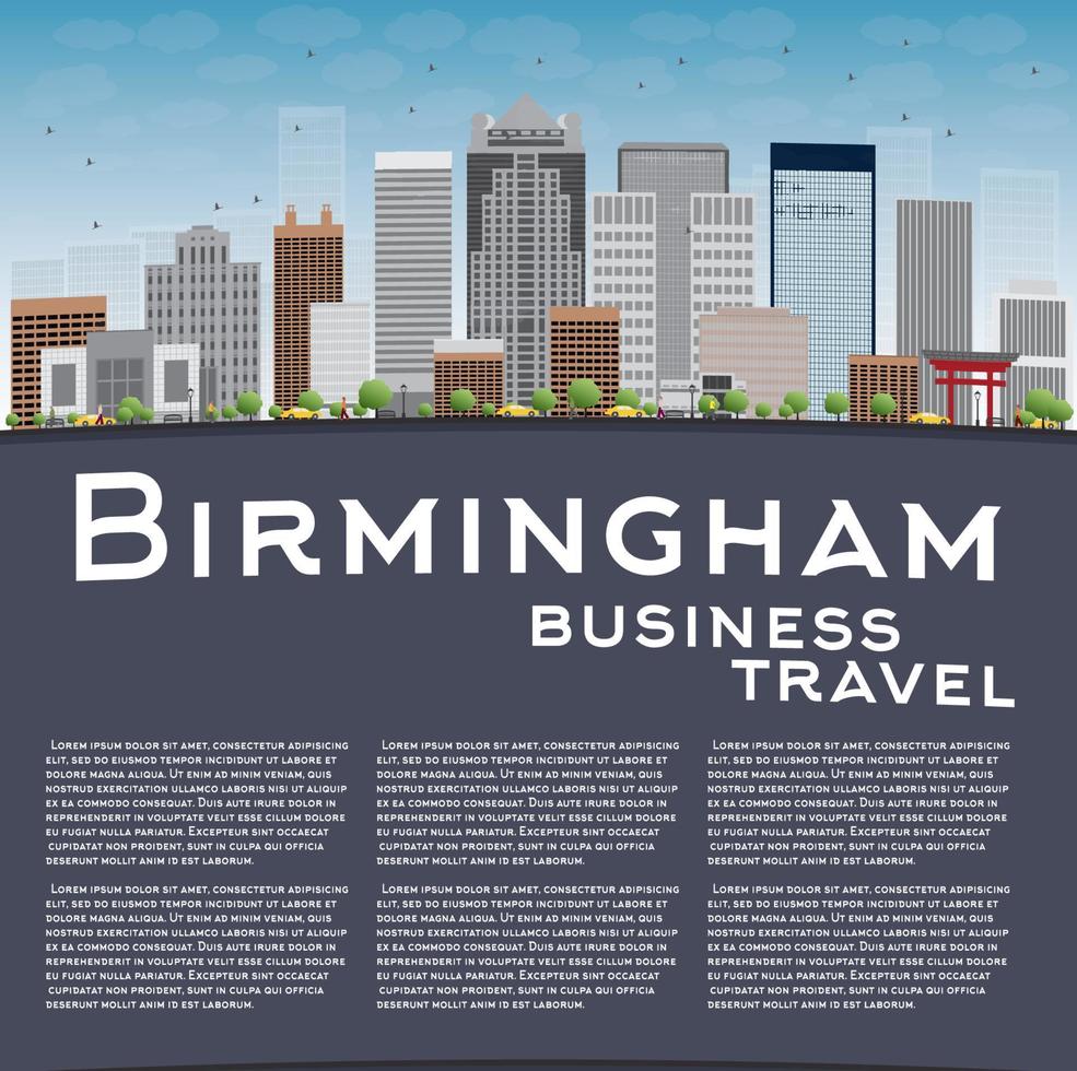 birmingham alabama skyline met grijze gebouwen vector