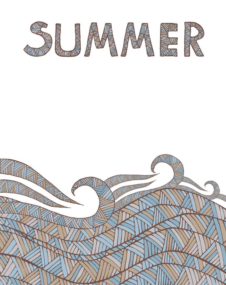 vintage golf en driehoek handgetekende patroon met zomer tekst vector
