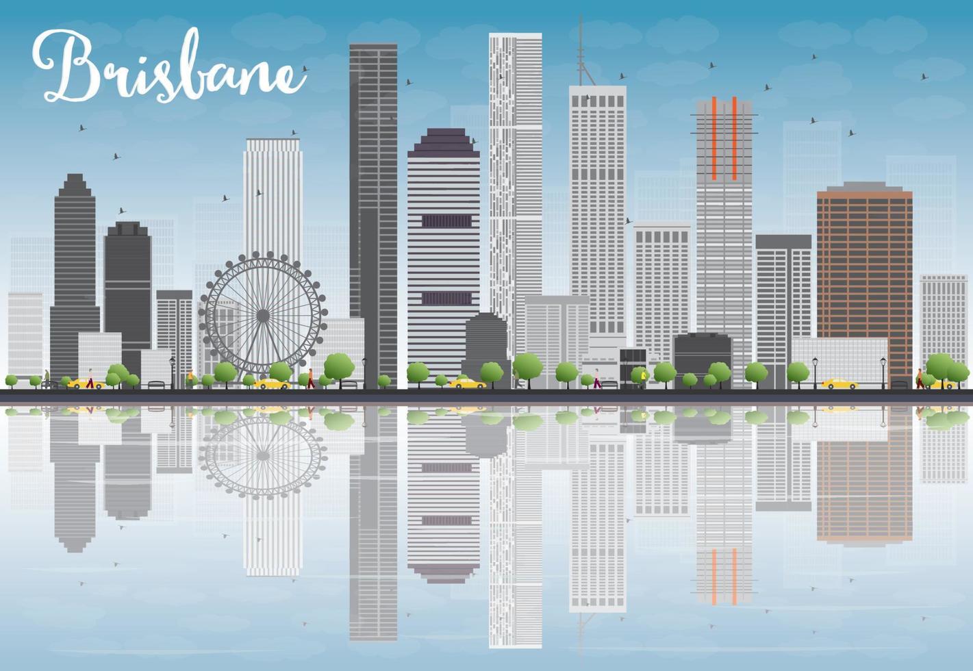 brisbane skyline met grijs gebouw en blauwe lucht vector