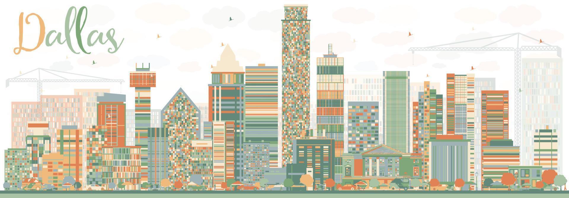 abstracte skyline van dallas met kleur gebouwen. vector