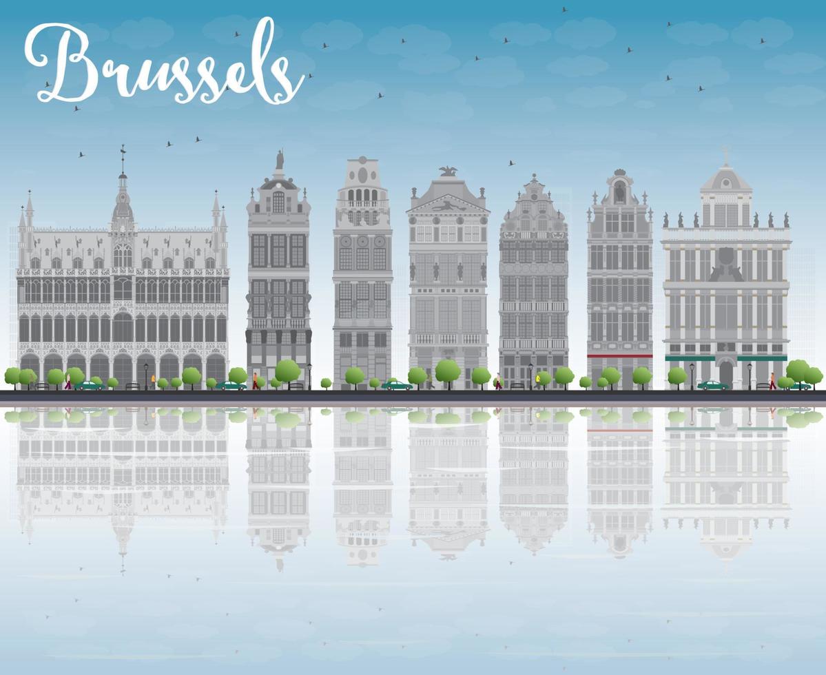 brussel skyline met sierlijke gebouwen van grand place vector