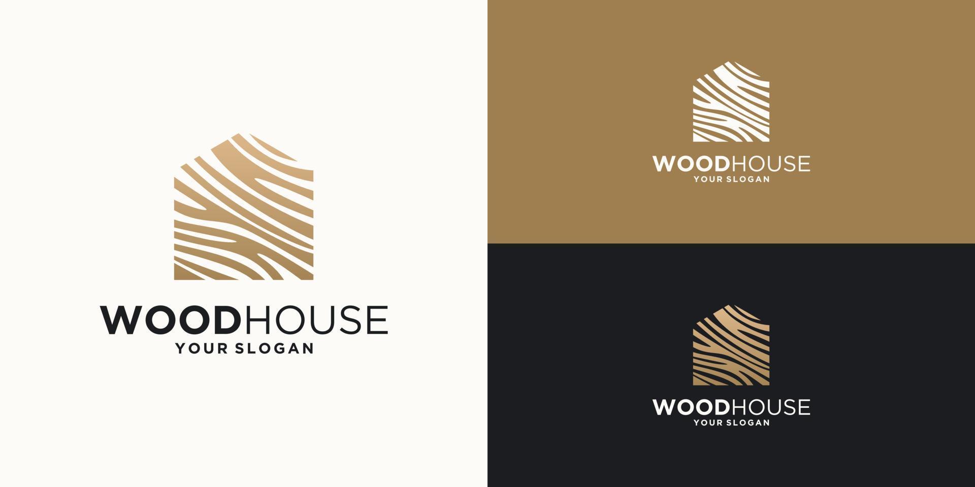 houten huis illustratie. huis logo ontwerp vector