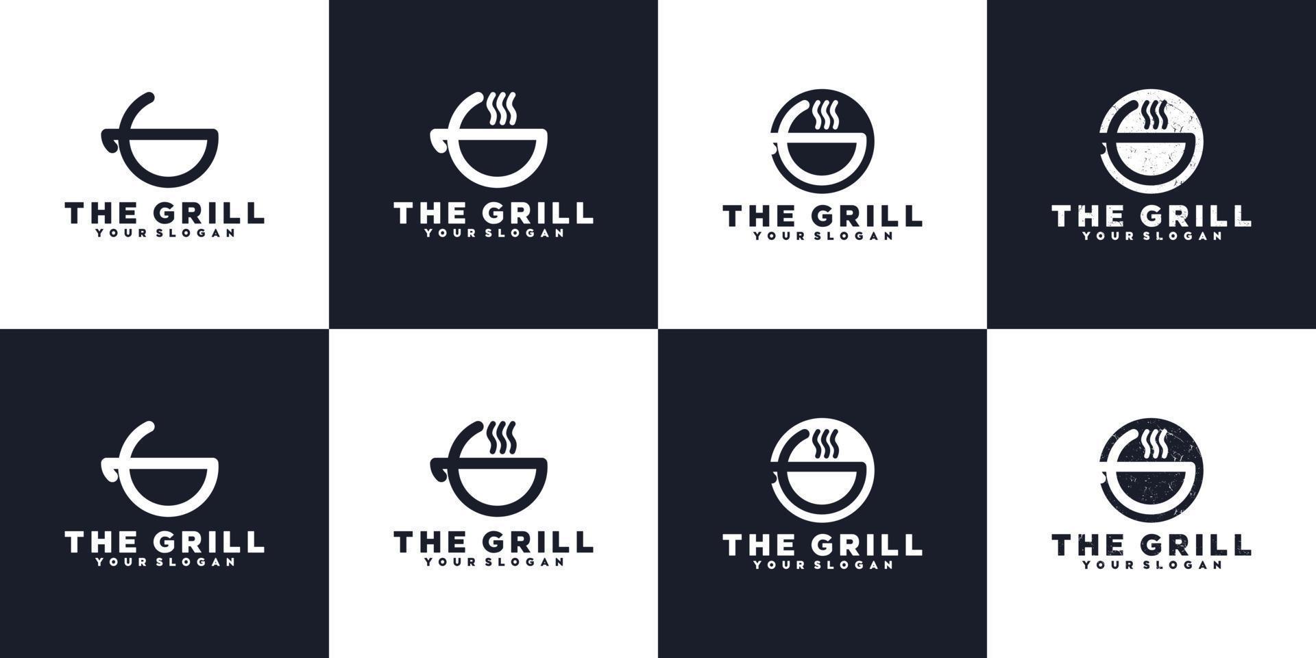 minimalistische grill-logo-collectie, logo-referentie vector