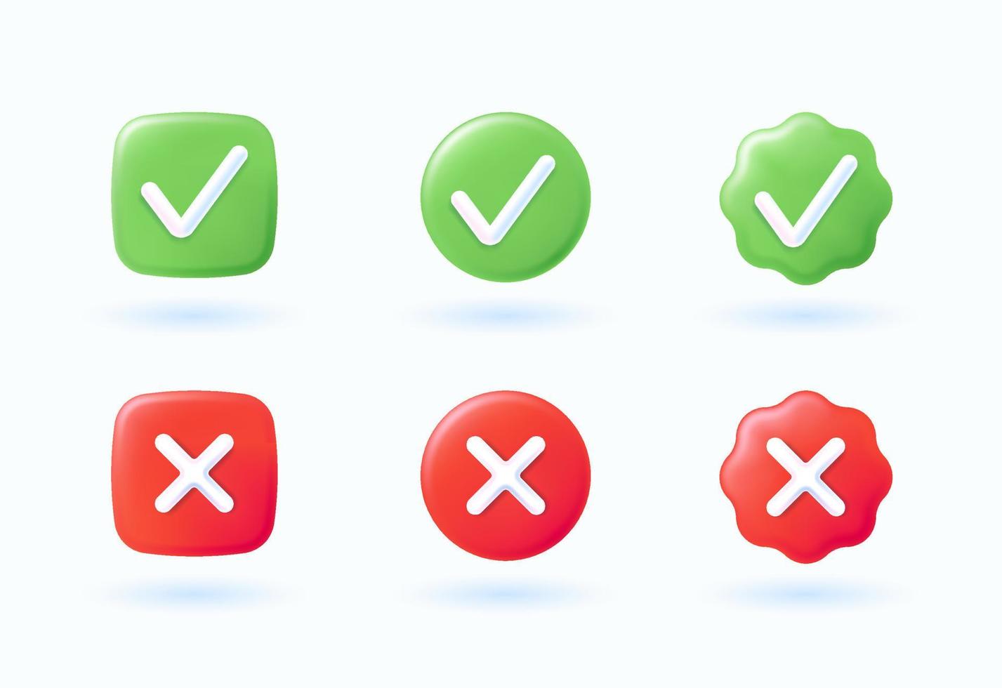 groen vinkje en rood kruisteken icon set vector