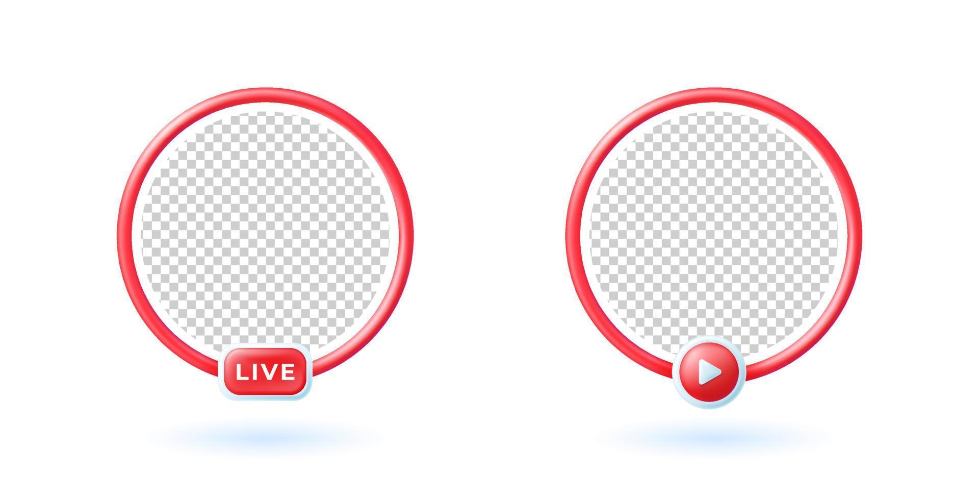 sociale media live streaming video avatar gebruiker rood frame vector