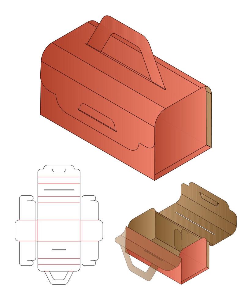 doos verpakking gestanst sjabloonontwerp. 3D-model vector