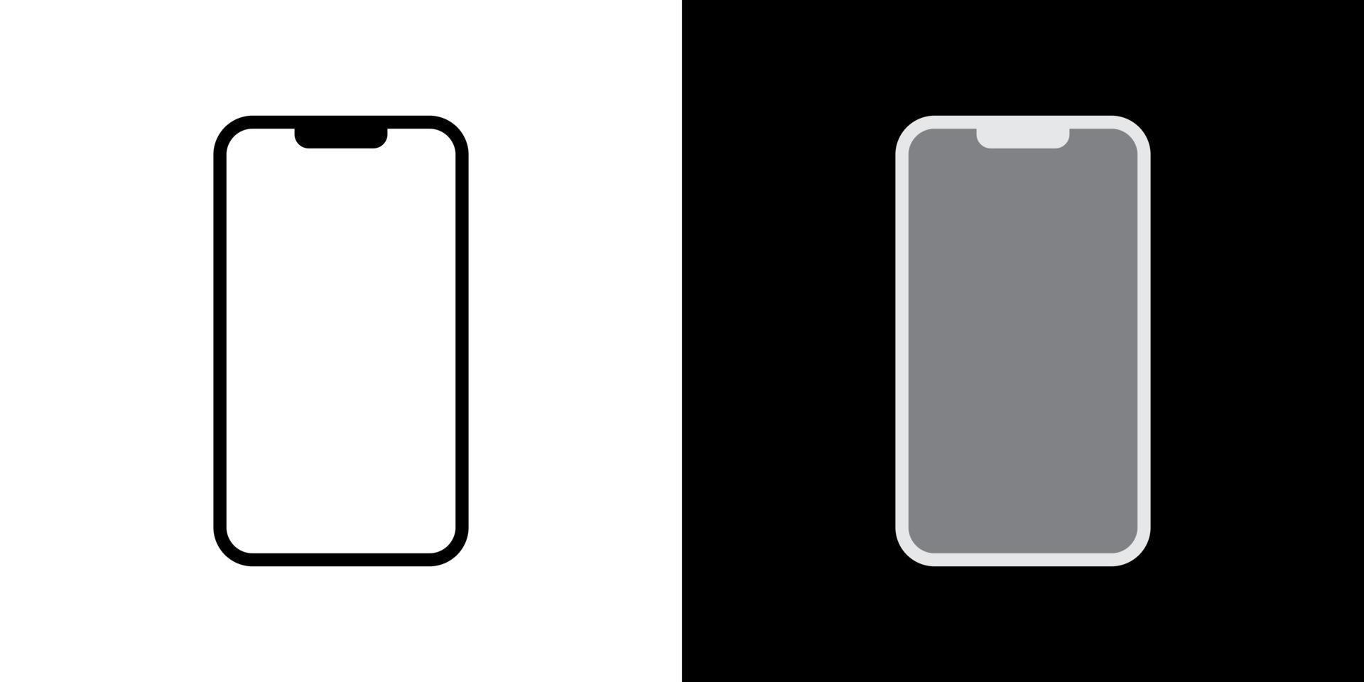 moderne smartphone, mobiel pictogram vector in zwart-wit stijl