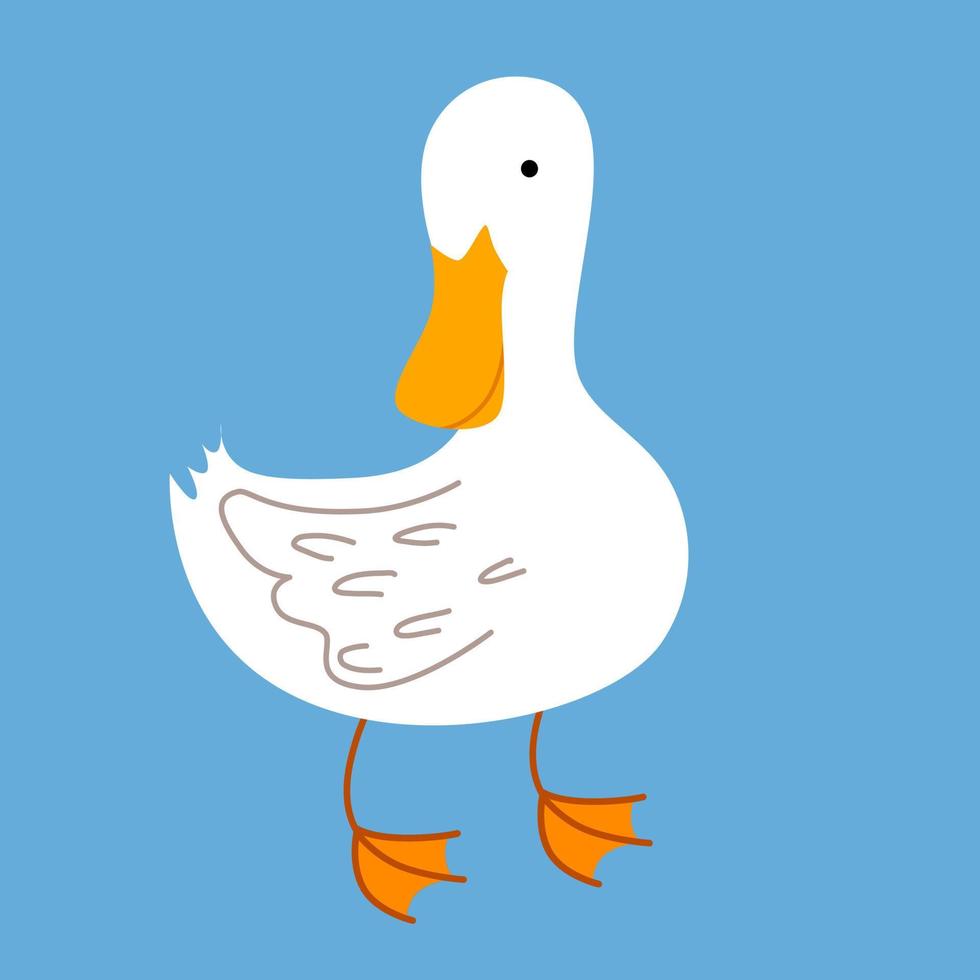 vectorillustratie van een witte gans in een vlakke stijl vector