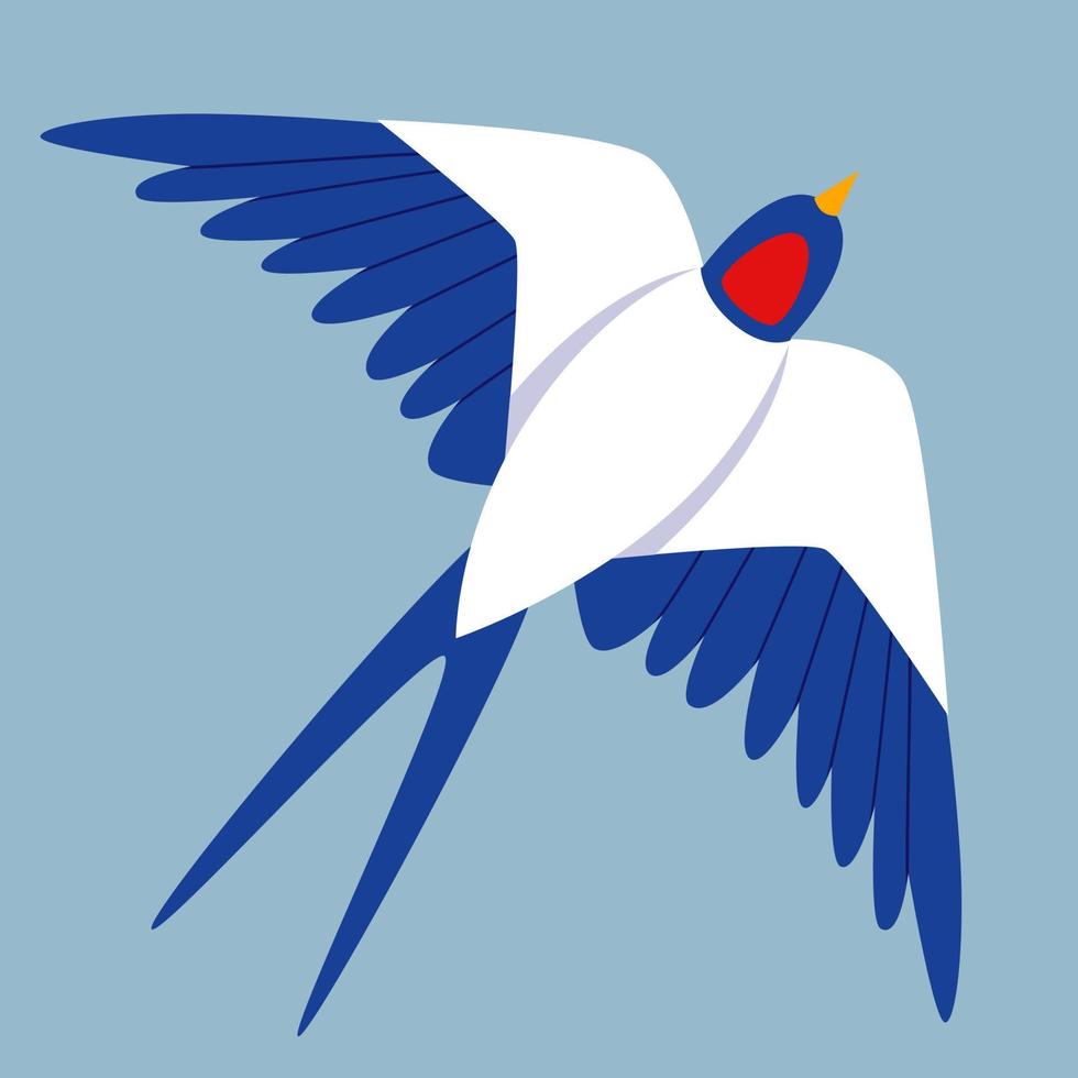 vectorillustratie van zwaluw tijdens de vlucht in een vlakke stijl vector