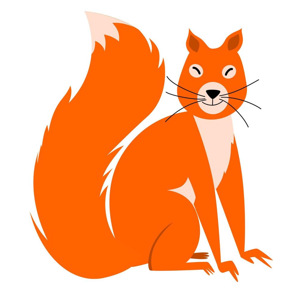 vectorillustratie van een pluizige eekhoorn in een vlakke stijl vector