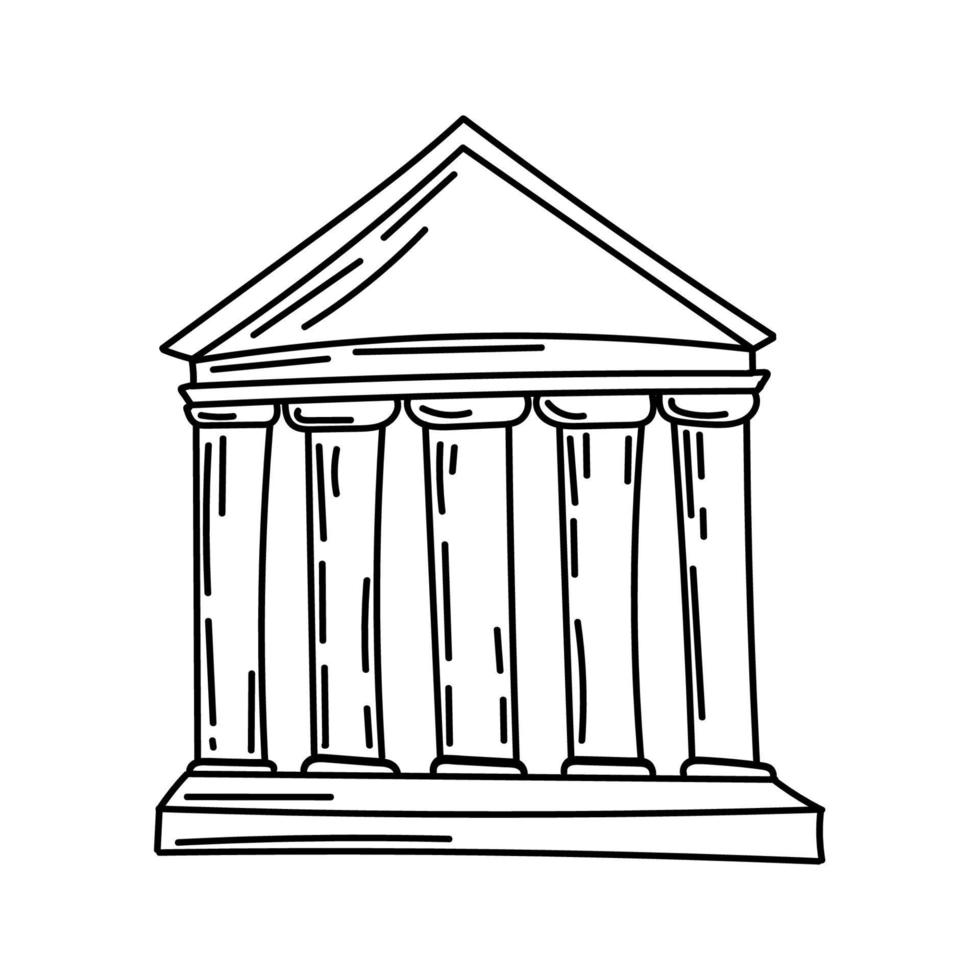 oude Griekse architectuur, een symbool van recht en rechtvaardigheid, een handgetekende schetsstijl doodle. gerechtigheid. Griekenland. Athene. tempel van gerechtigheid vector