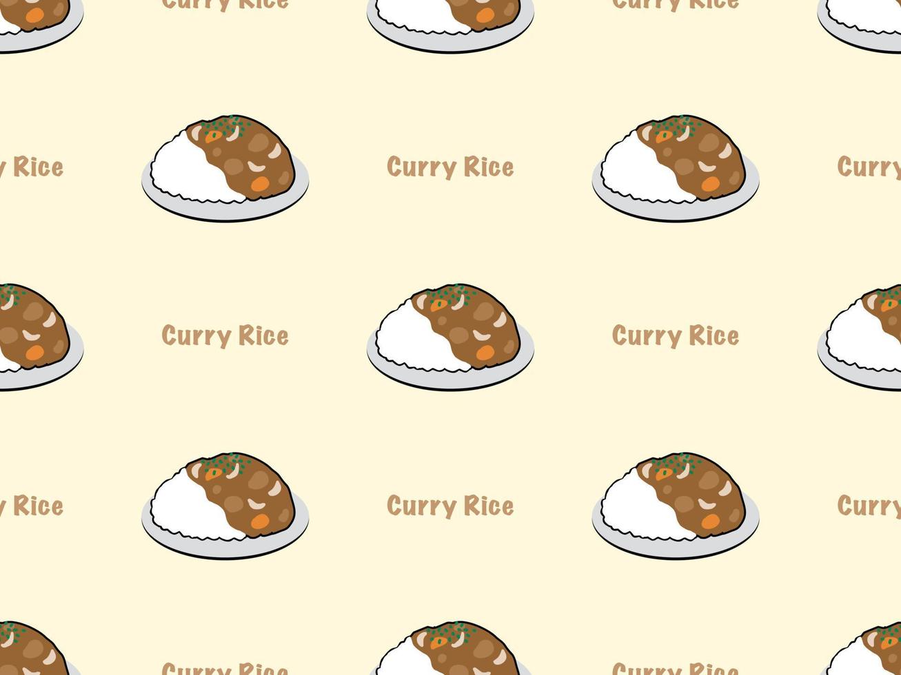 curry rijst cartoon karakter naadloze patroon op gele achtergrond. vector