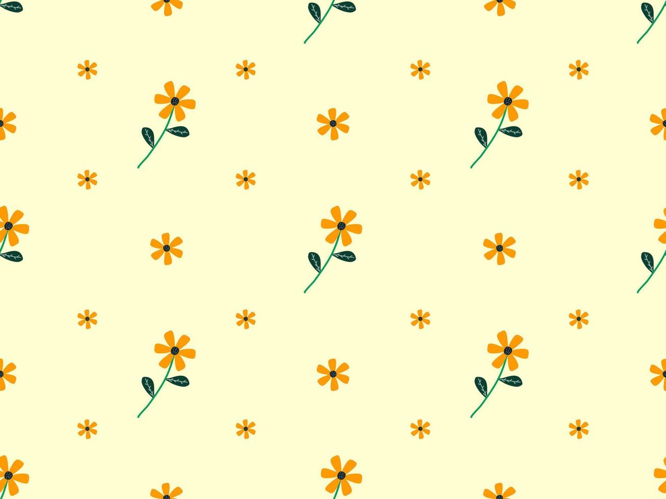 bloem cartoon karakter naadloze patroon op gele achtergrond. vector