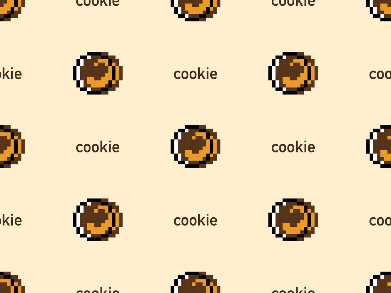 cookie cartoon karakter naadloos patroon op gele background.pixel stijl vector