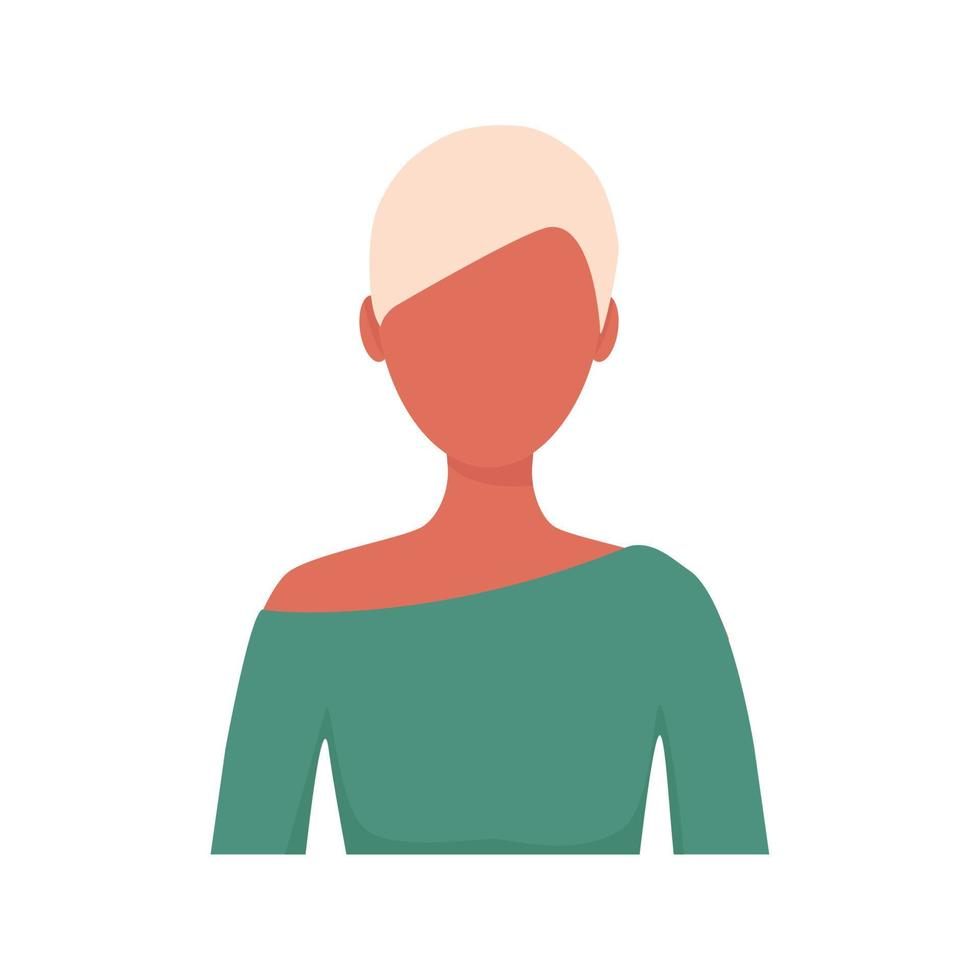 portret van een jong meisje met kort blond haar, modieus kapsel, geïsoleerd op een witte achtergrond. portret van vrouw zonder gezicht. avatar voor sociaal netwerk, mobiele app vector