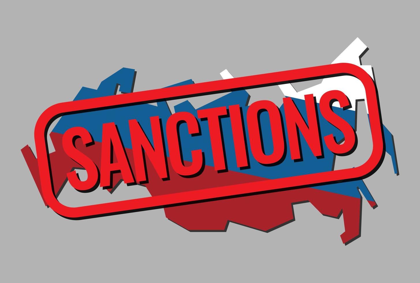 sancties tegen Rusland. rusland kaart met rode stempels vector