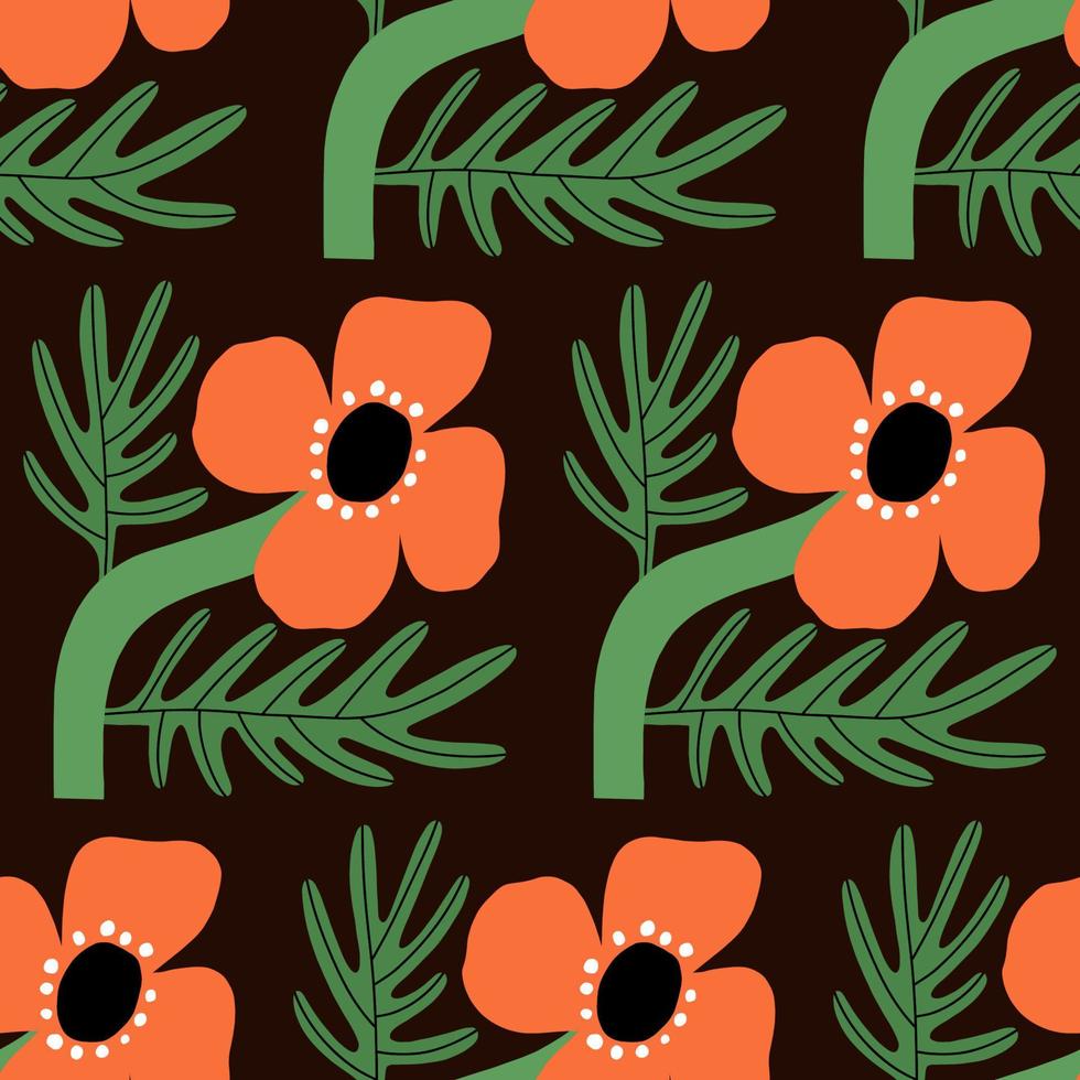 mooi handgetekend bloemenpatroon. naadloze bloementextuur. eenvoudige en elegante achtergrond met gedurfde bloemen vector