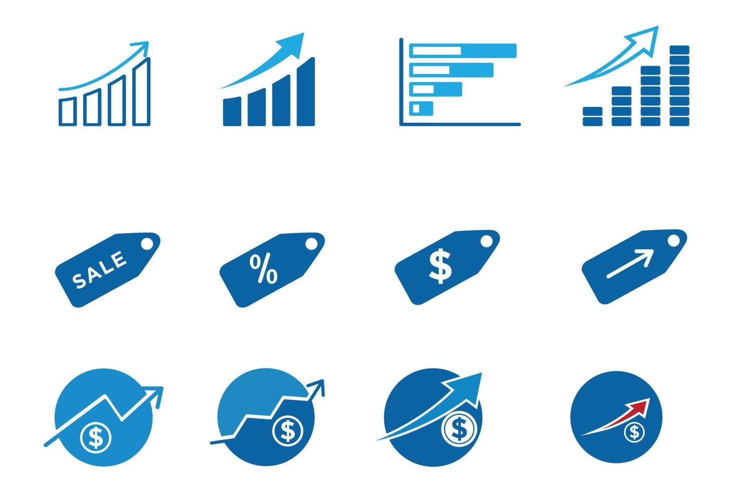 groei bar pijlen pictogram vector logo ontwerpsjabloon