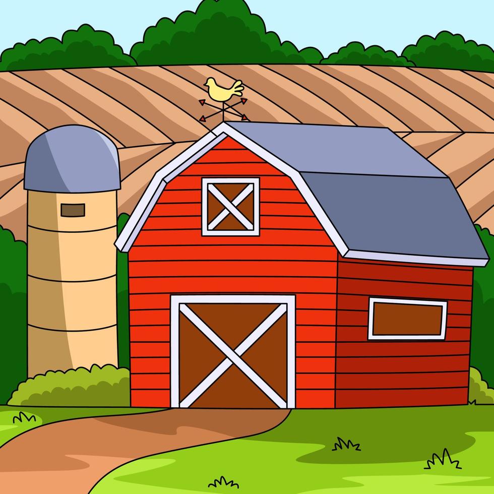 boerderij gekleurde cartoon boerderij illustratie vector