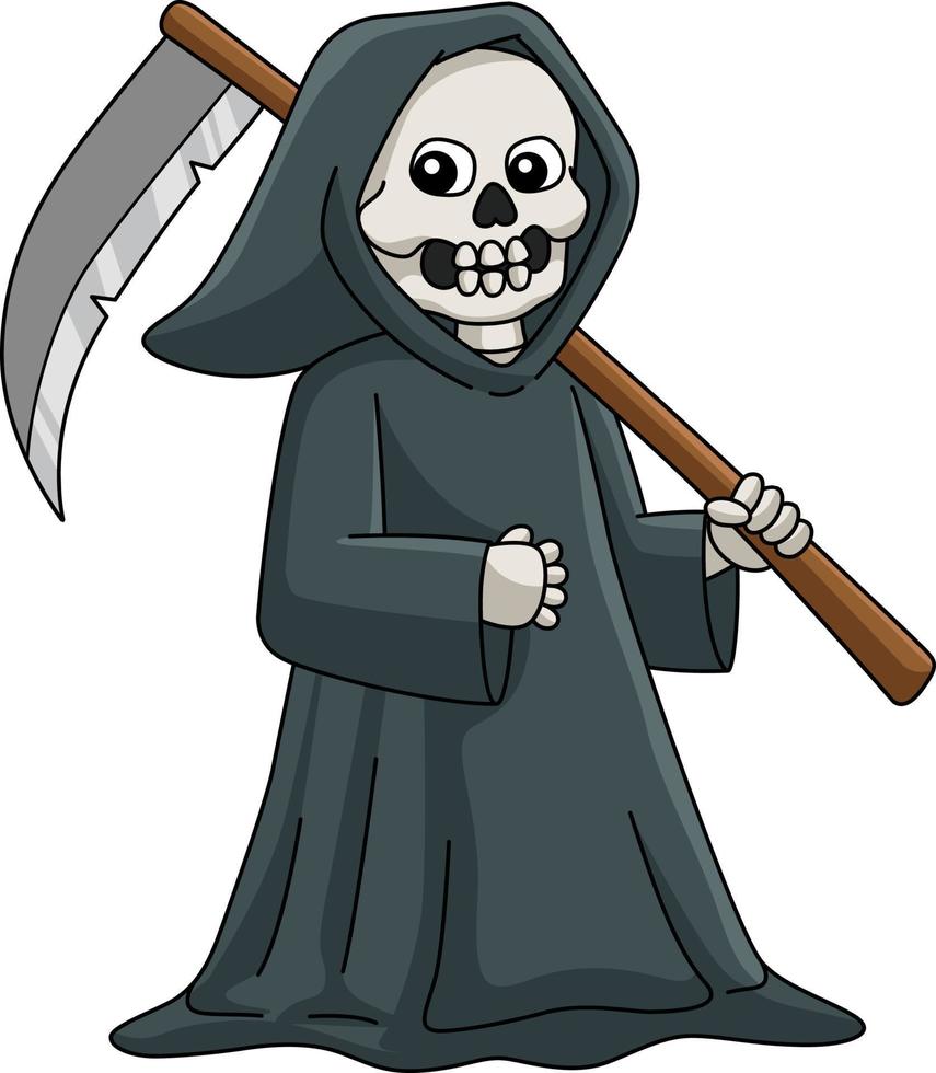 grim reaper halloween cartoon gekleurde clipart vector