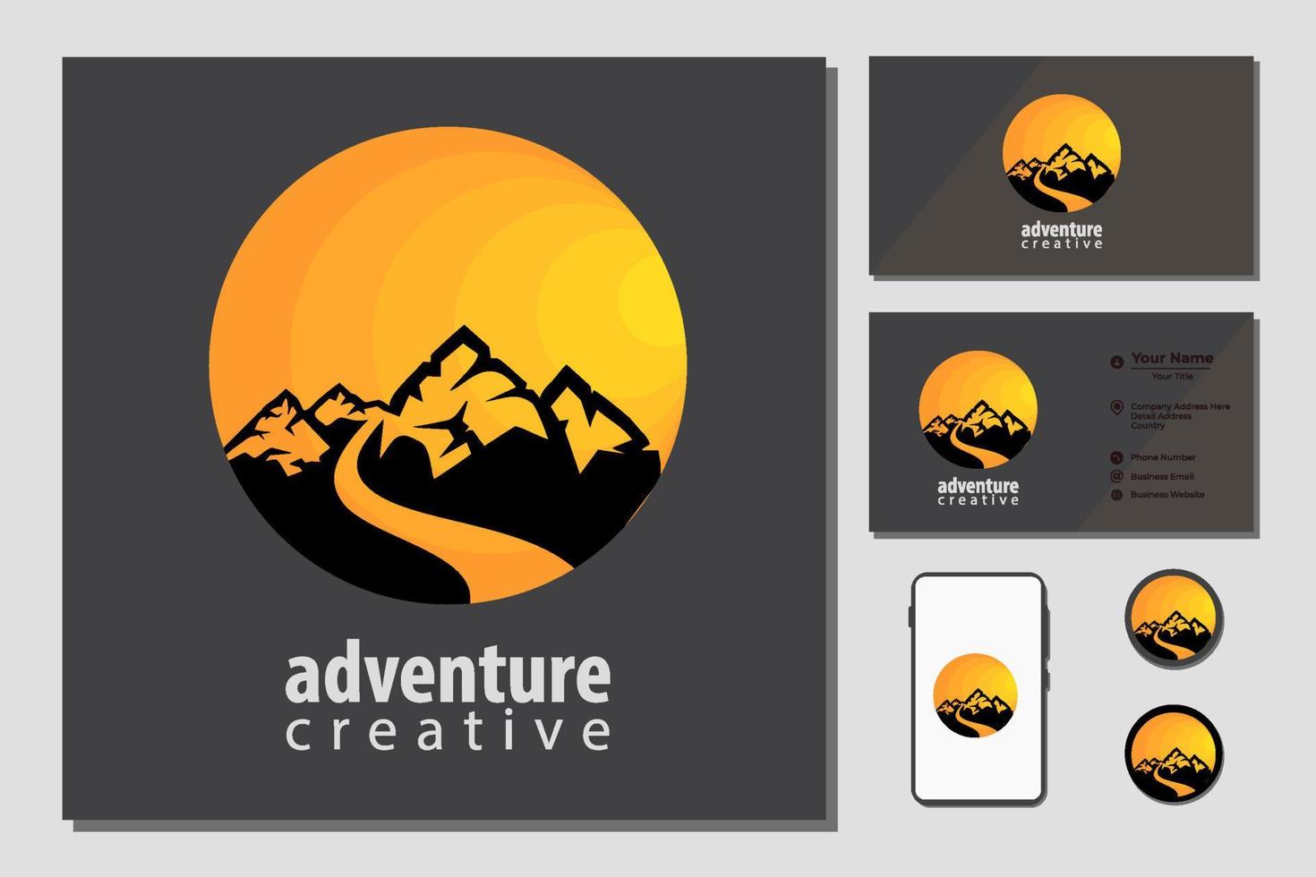 roud in the mountain, reizende inspiratie voor logo-ontwerp vector