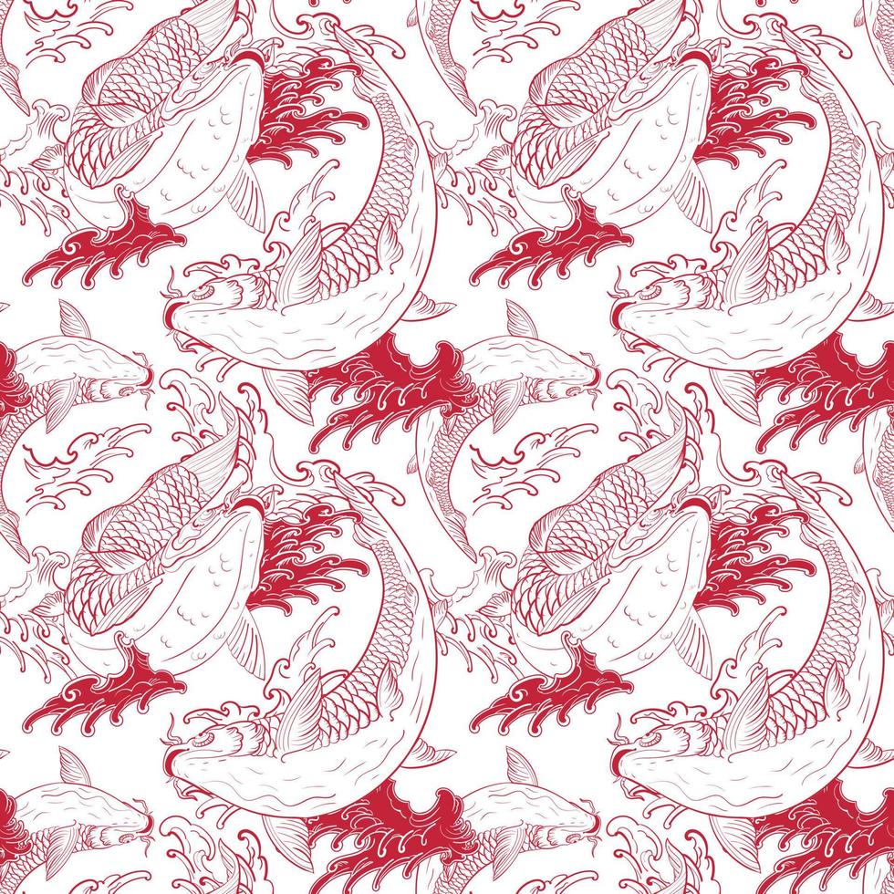 koikarpers japans rood wit naadloos patroon vector