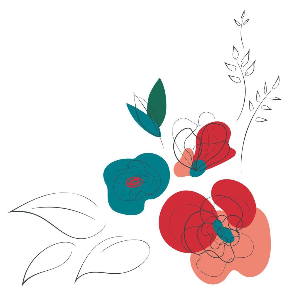 wilde papaver bloemen decoratieve coner vector