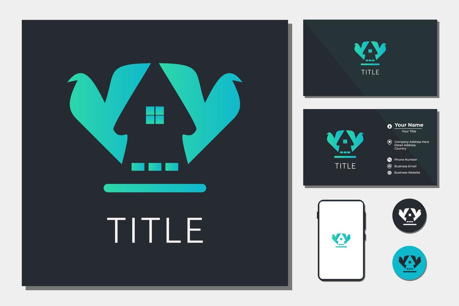 silhouet vliegende duif en huis voor inspiratie voor logo-ontwerp vector