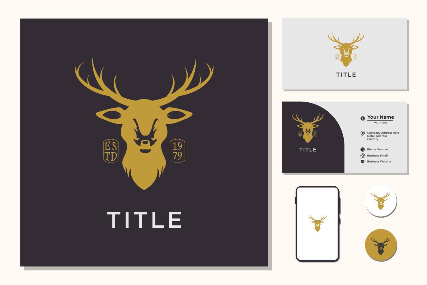 symbool, badge en logo sjabloonontwerp met jagersthema vector