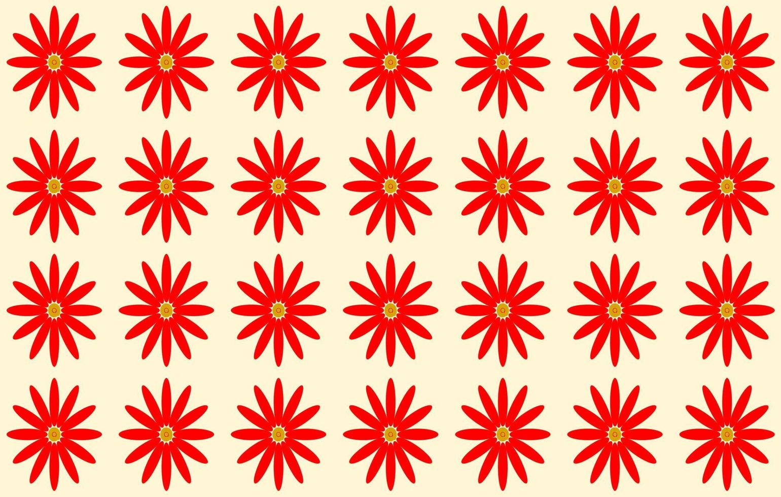 rode bloemen op lichtgele achtergrond. vectorontwerp. naadloos patroon. voor papier, doek, stof, doek, tafelkleed, servet, hoes, bed, gordijn, bedrukking, cadeau, cadeau of verpakking. vector