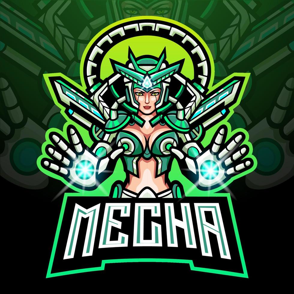 mecha girl esport mascotte logo ontwerp vector