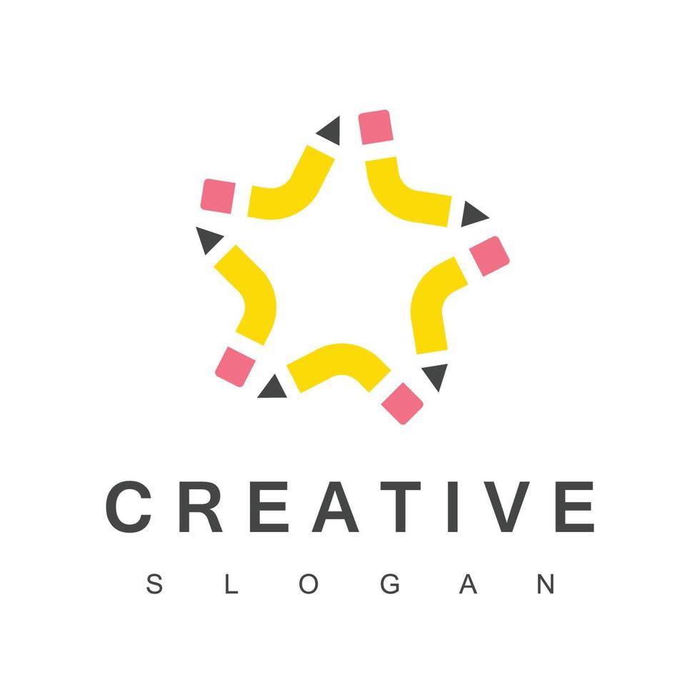 ster creatief potlood logo sjabloon vector