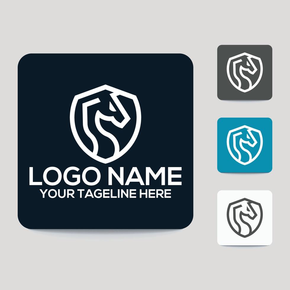 uniek en bewerkbaar paard elegant logo tempel vector voor bedrijfssymbool wat betekent vreemde eenvoud lijncurve met cutting edge.eps