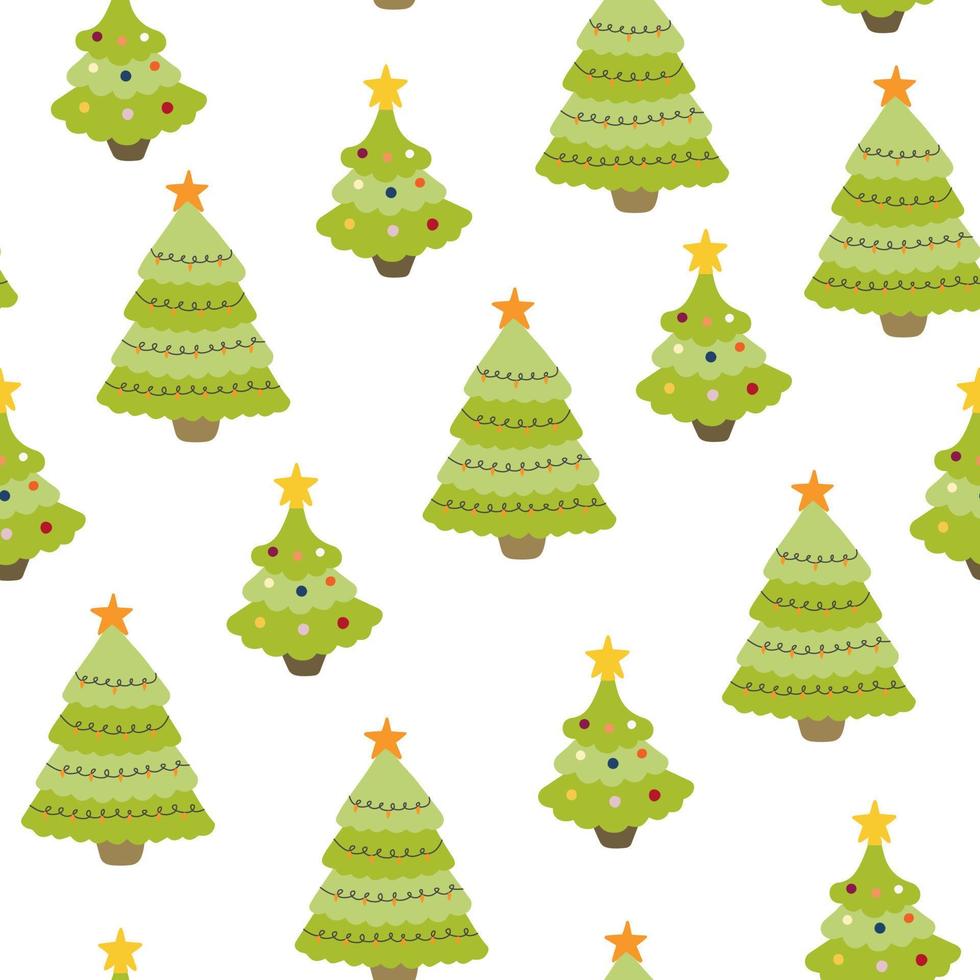 naadloos patroon met handgetekende kerstbomen. kleurrijke vectorachtergrond. decoratief behang, zeer geschikt voor het bedrukken van textiel, stof, behang, cadeaupapier. vector