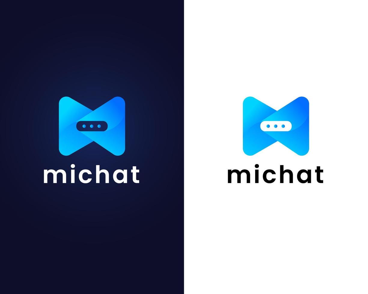 letter m met chat-logo ontwerpsjabloon vector