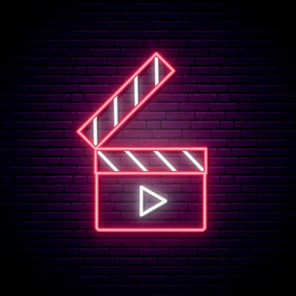 neon Filmklapper teken. vector