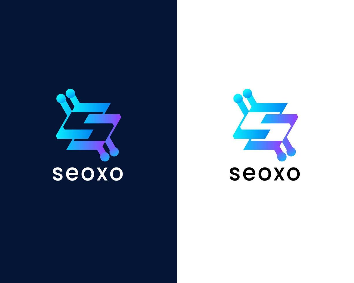 letter s met tech logo ontwerpsjabloon vector