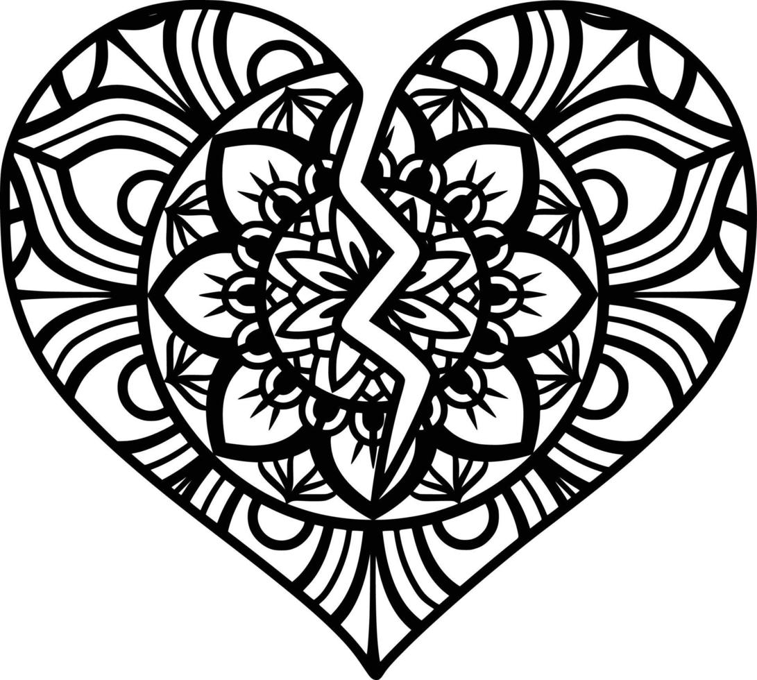 gebroken hart, mandala, ontwerp vector