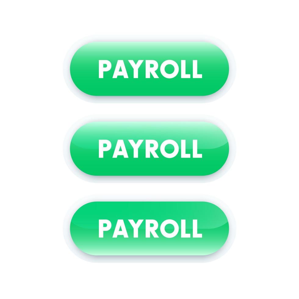 payroll-knop voor webdesign, groen op wit vector