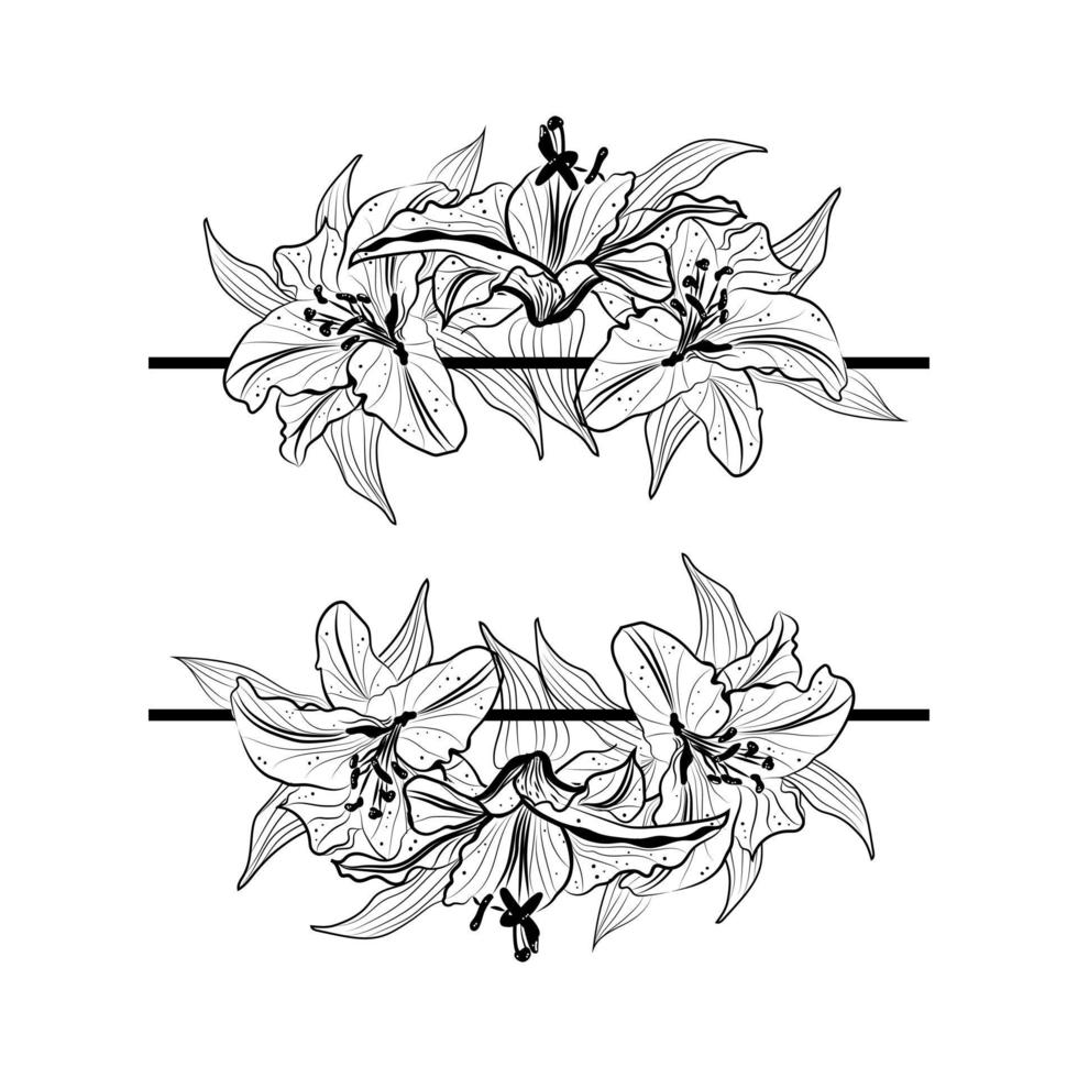 lijntekeningen blad en bloem esthetische bloemen vector