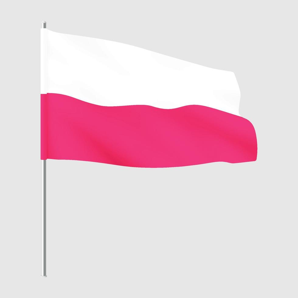 Poolse vlag. nationale wapperende vlag van polen. vector