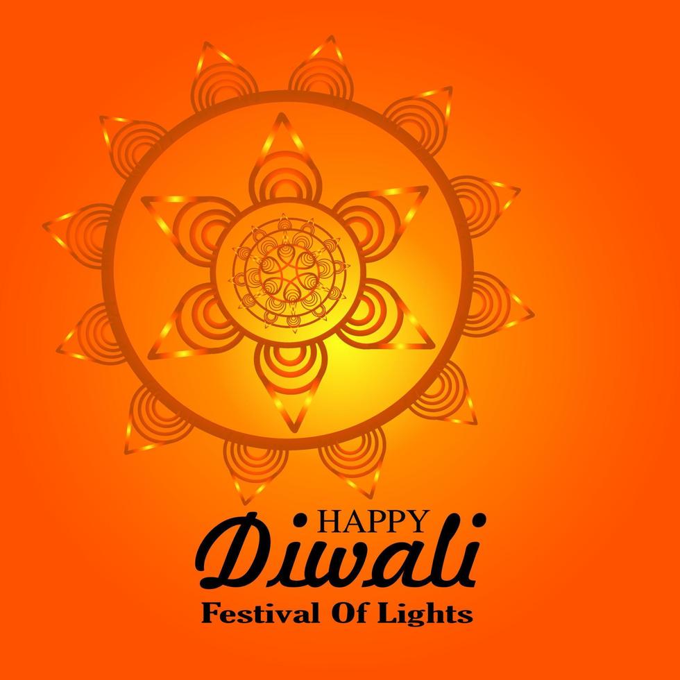 fijne divali. festival van lichten posterontwerp behang. de achtergrond met bloemelementen en mandala-vectoren vector