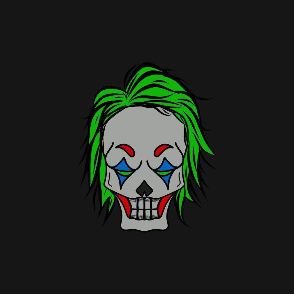 joker clown gezicht logo mascotte ontwerp met zwarte geïsoleerde achtergrond vector