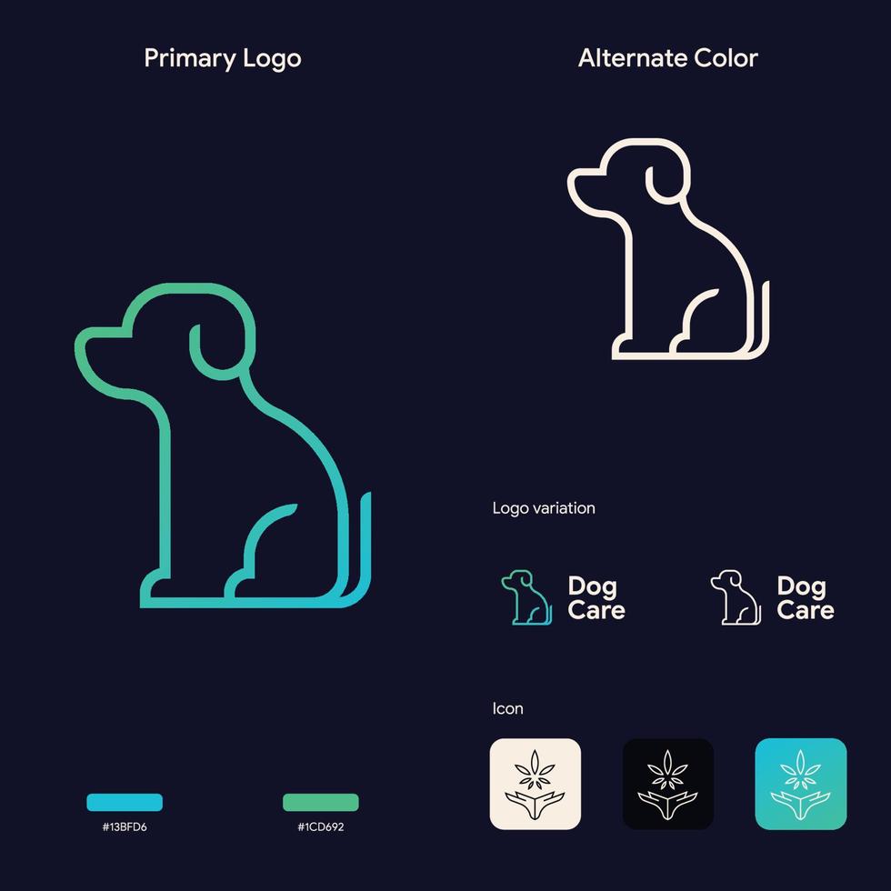 elgant eenvoudig monoline-concept met hondenlogo vector