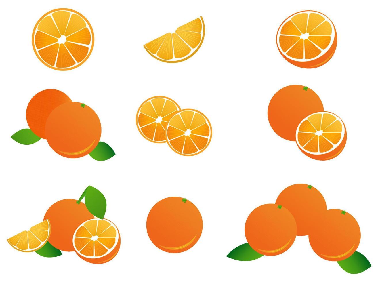 een reeks oranje pictogrammen, voedselillustratie vector