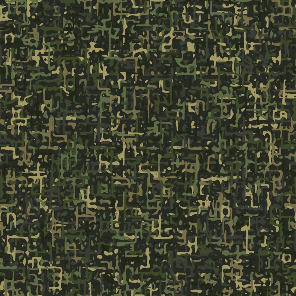 naadloos groen camouflagepatroon met kleine abstracte vormen. dichte compositie. goed voor kleding, stof, textiel, sportartikelen. grunge textuur. vector