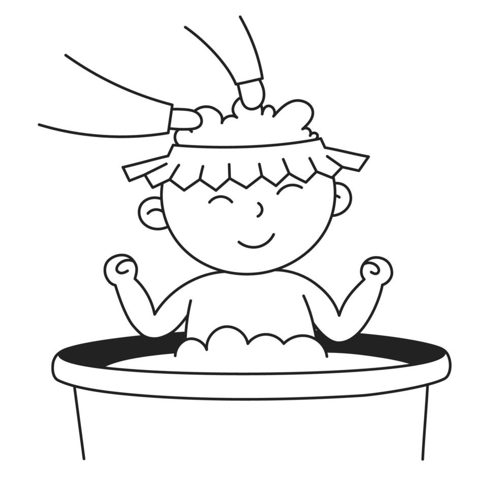 haren wassen. handgetekende doodle pictogram voor kinderen en familie vector